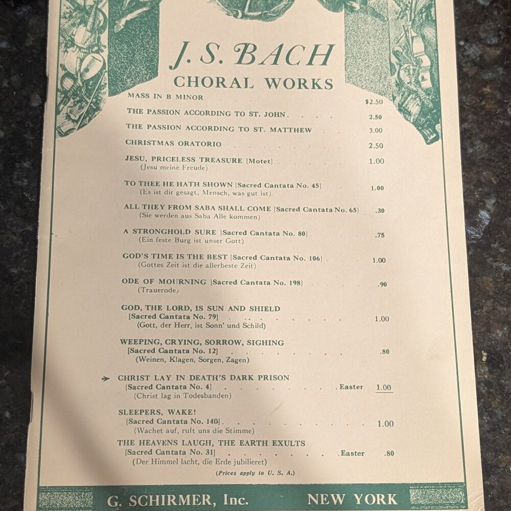 JS Bach Christmas Works Christ Lay in Death's Dark Prison Easter Sheet Music